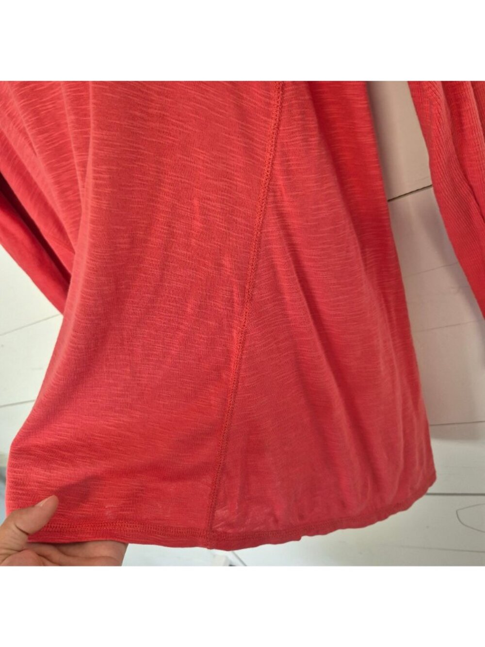 J. Jill Pima Scoop-Neck Elliptical Tunic Long Sleeve Coral Medium - Picture 6 of 6